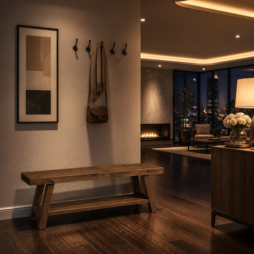 Tribesigns Farmhouse Solid Wood Bench lifestyle image 2