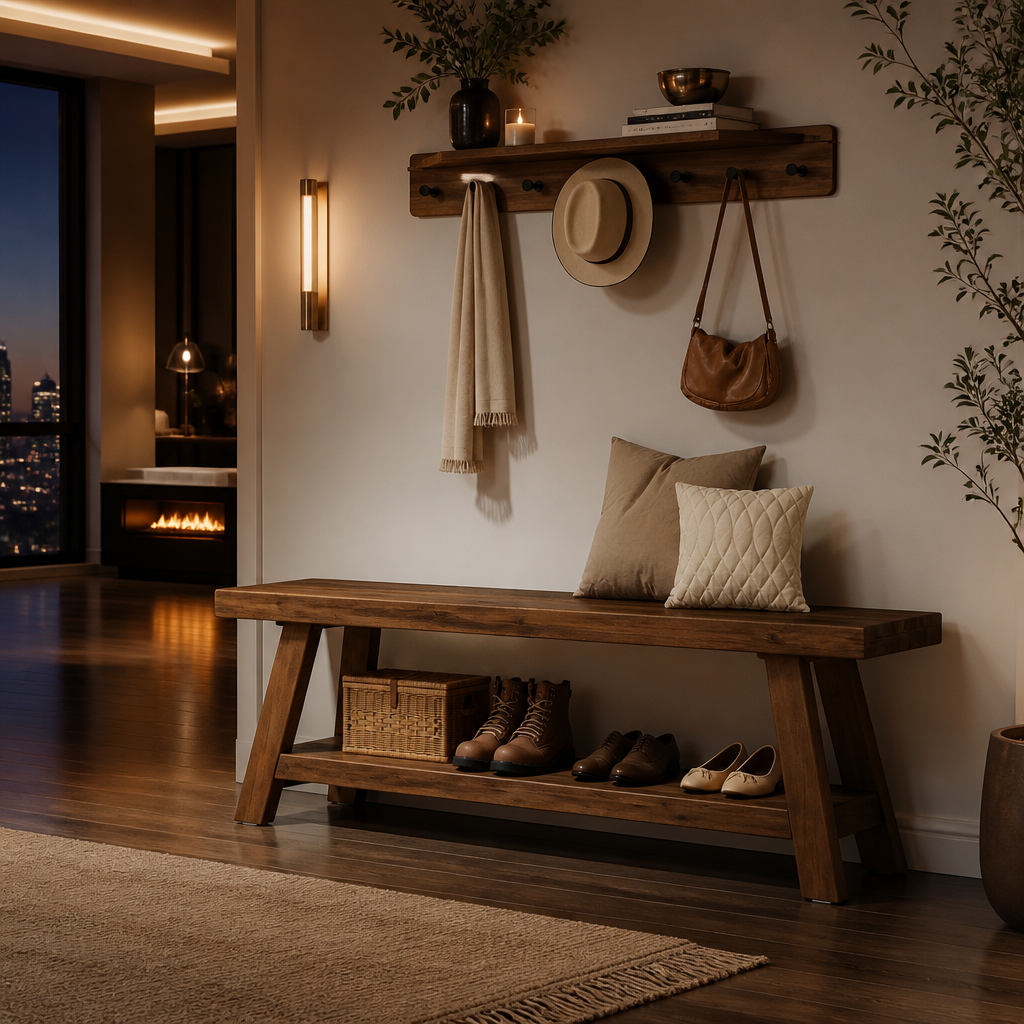 Tribesigns Farmhouse Solid Wood Bench lifestyle image 4