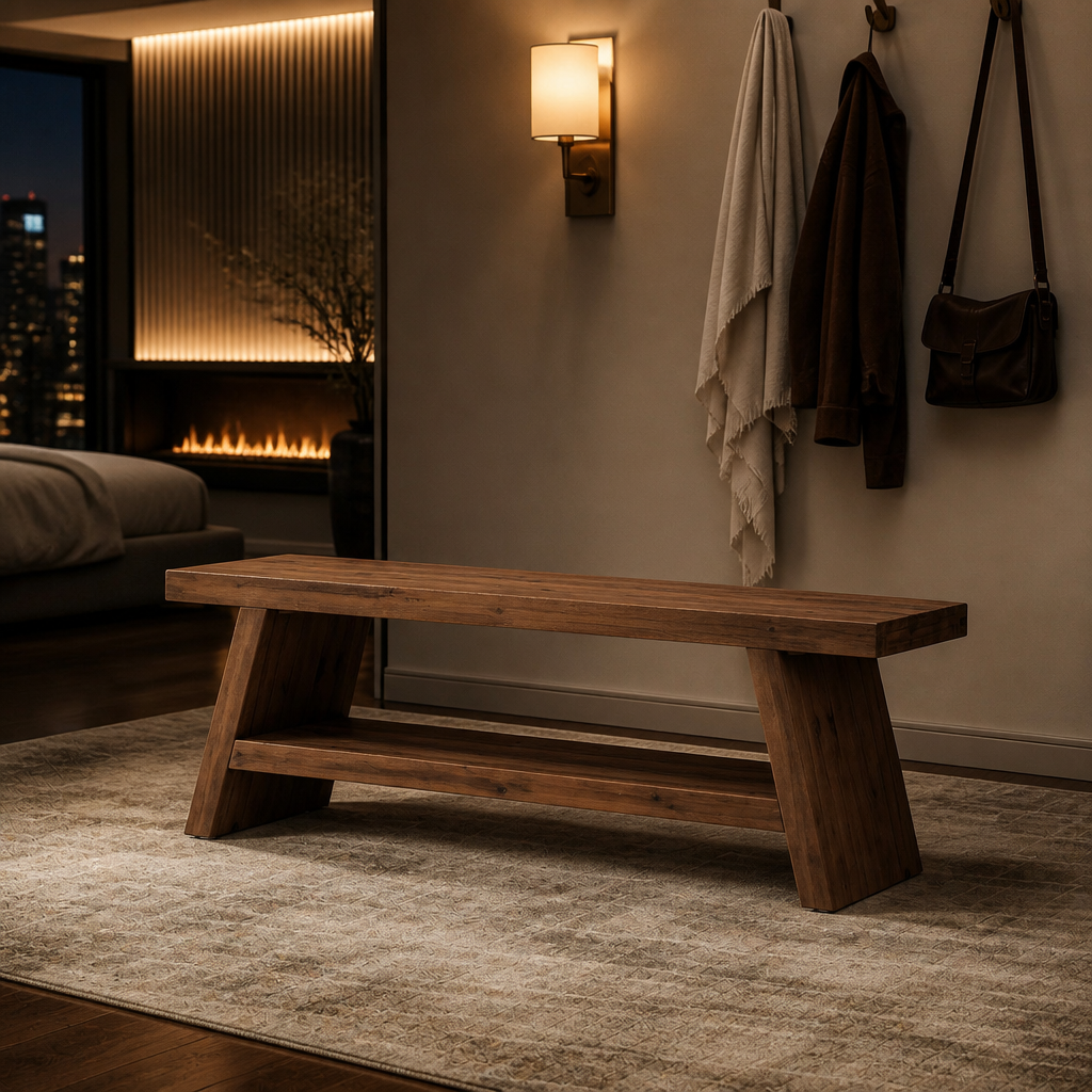 Tribesigns Farmhouse Solid Wood Bench lifestyle image 5