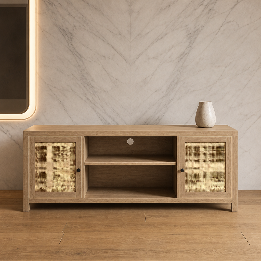 Rattan Mid-Century Natural TV Stand hero image 1