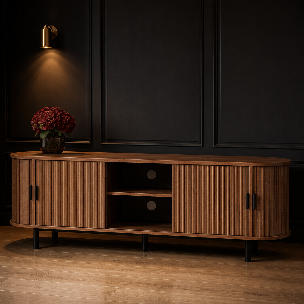 Tambour Mid-Century Walnut TV Stand hero image 1
