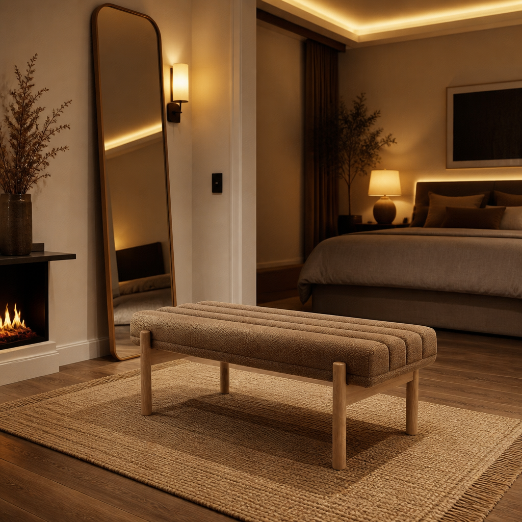 Upholstered Modern Chenille Bench — lifestyle image 3