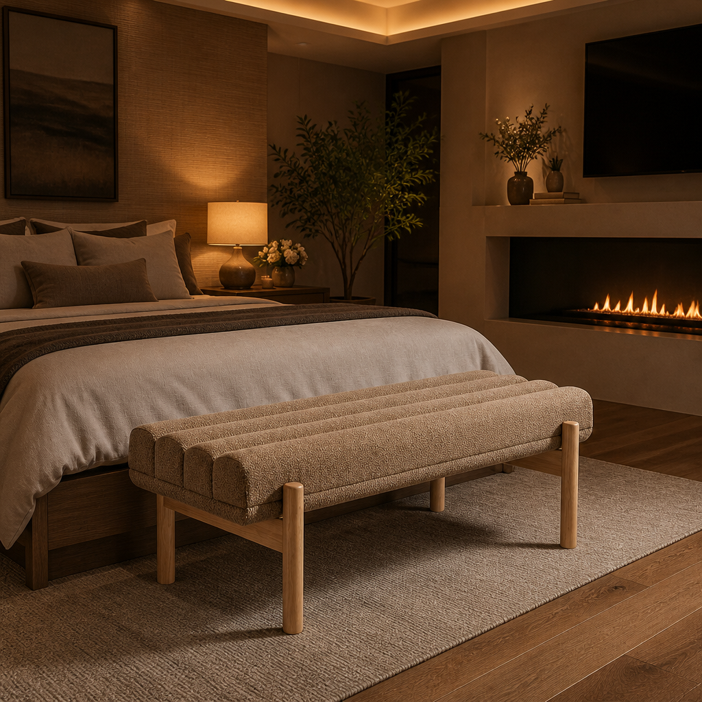 Upholstered Modern Chenille Bench — lifestyle image 6