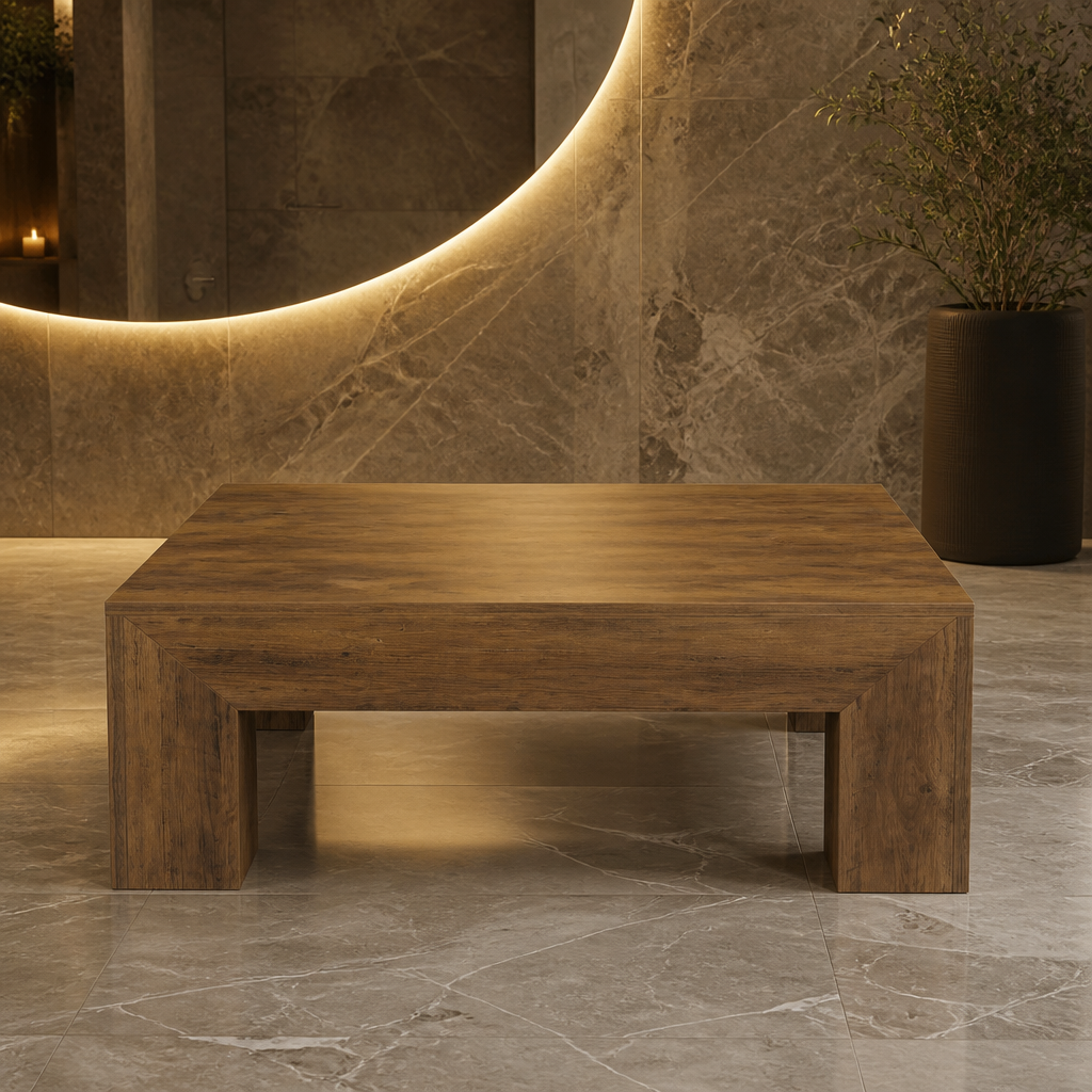 Square Farmhouse Wood Coffee Table lifestyle view 1