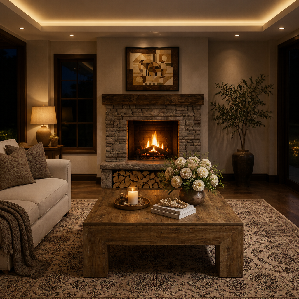 Square Farmhouse Wood Coffee Table lifestyle view 3