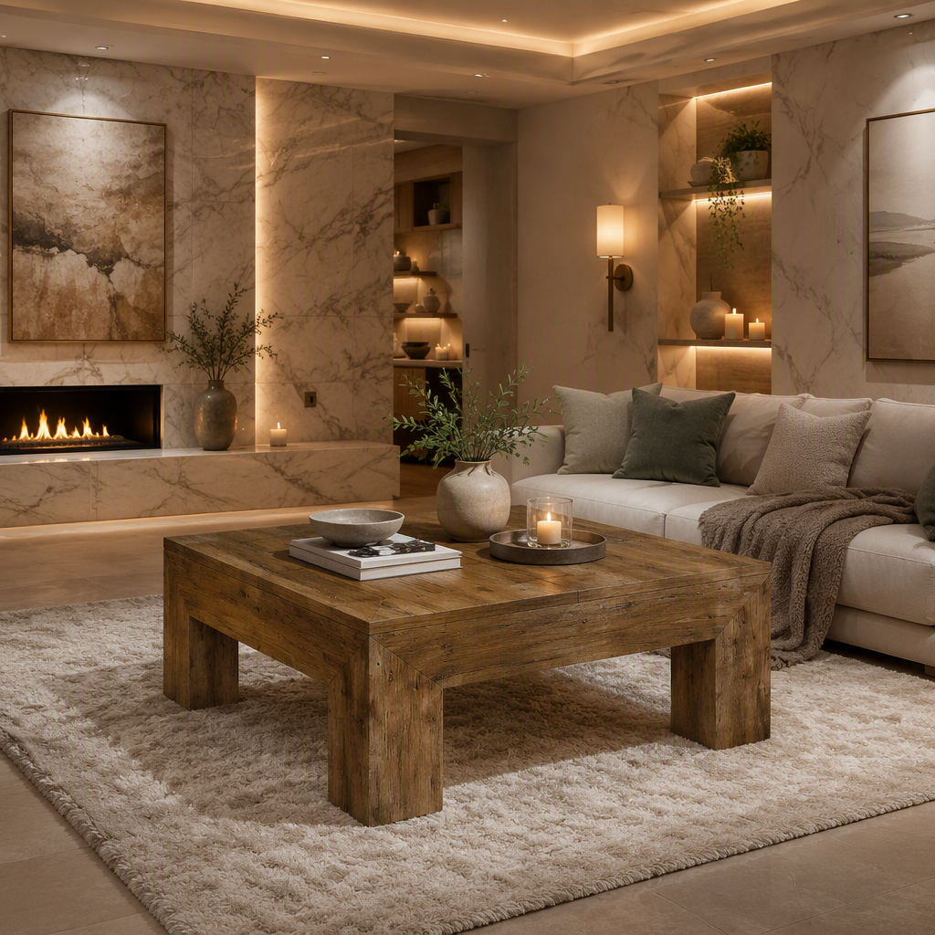 Square Farmhouse Wood Coffee Table lifestyle view 5
