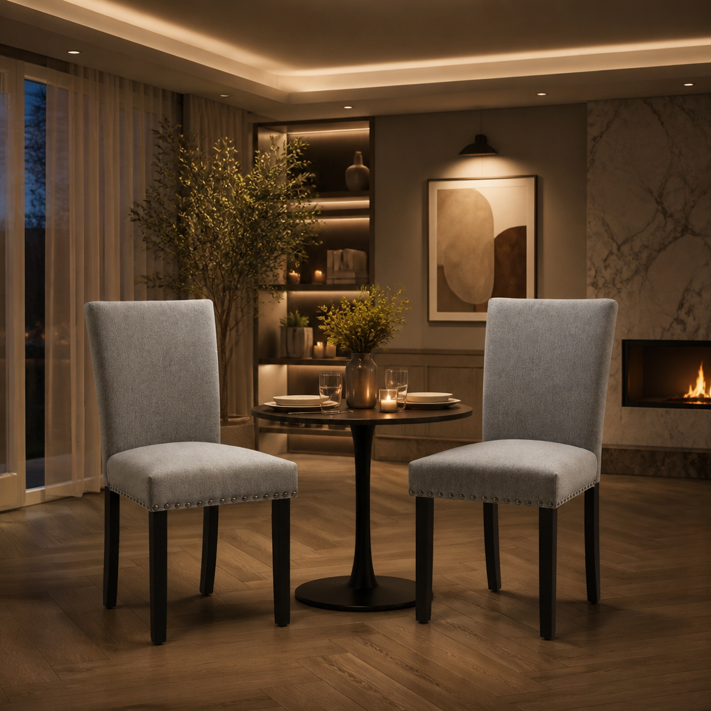 Upholstered Mid-Century Wood Dining Chair lifestyle image 2
