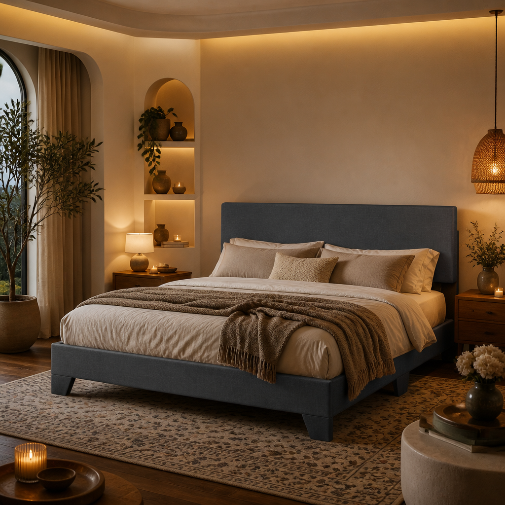 Upholstered Linen Bed Frame lifestyle image 2