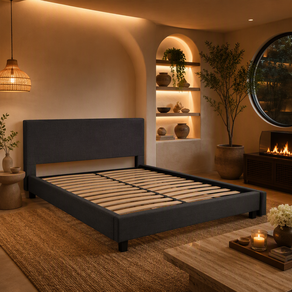Upholstered Linen Bed Frame lifestyle image 3