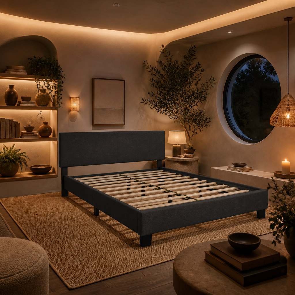Upholstered Linen Bed Frame lifestyle image 4