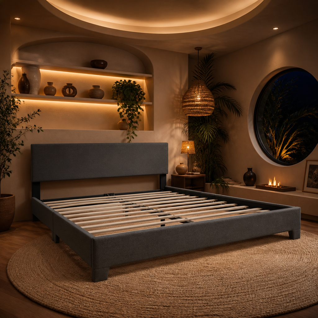 Upholstered Linen Bed Frame lifestyle image 5