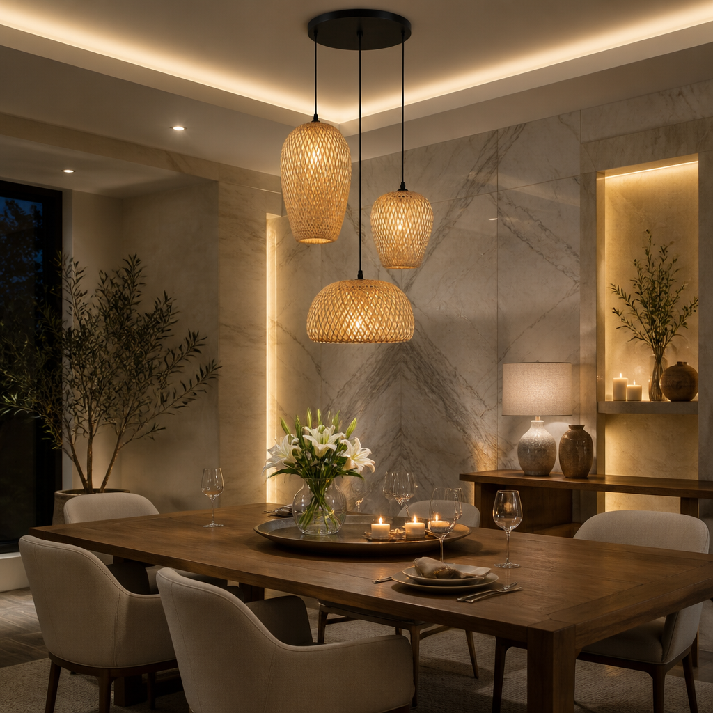 Rattan Boho Pendant Light II lifestyle image 2