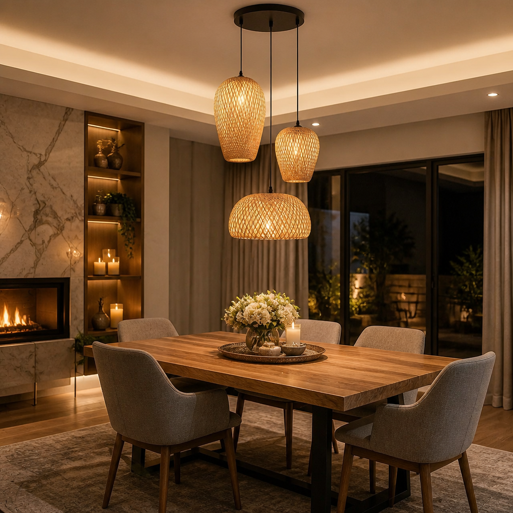Rattan Boho Pendant Light II lifestyle image 5