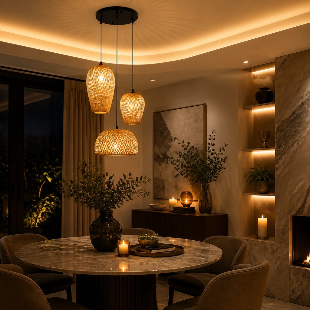 Rattan Boho Pendant Light II lifestyle image 6