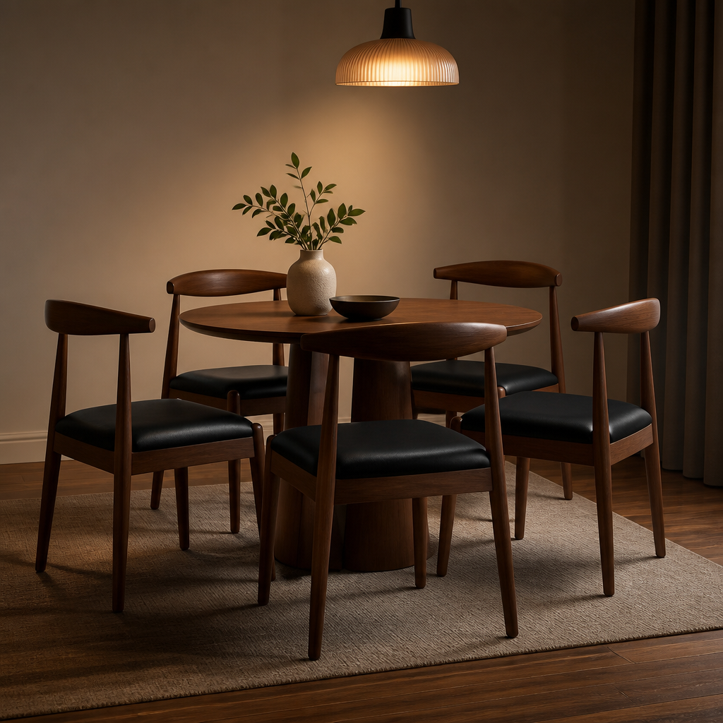 Set of 4 Mid-Century Solid Wood Dining Chair hero image 1