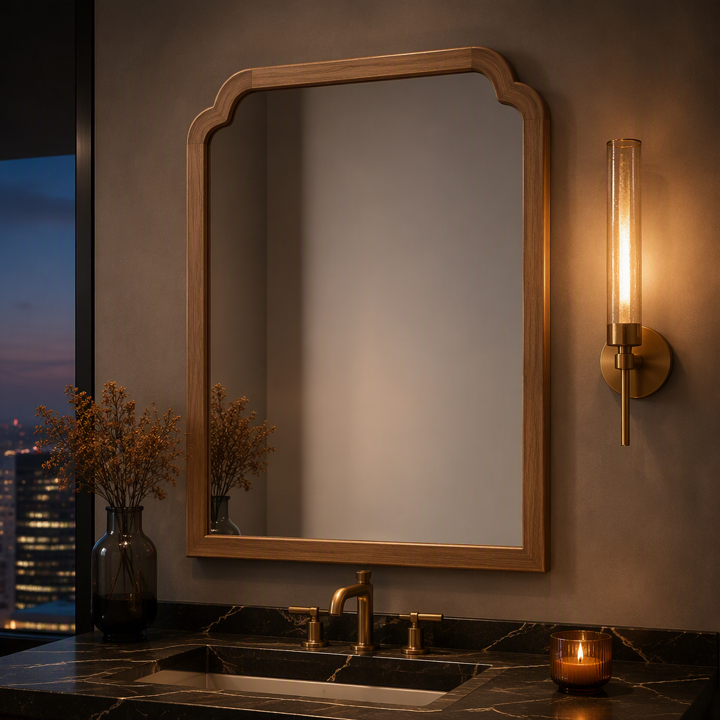 Solid Wood Brown Mirror — hero image 1