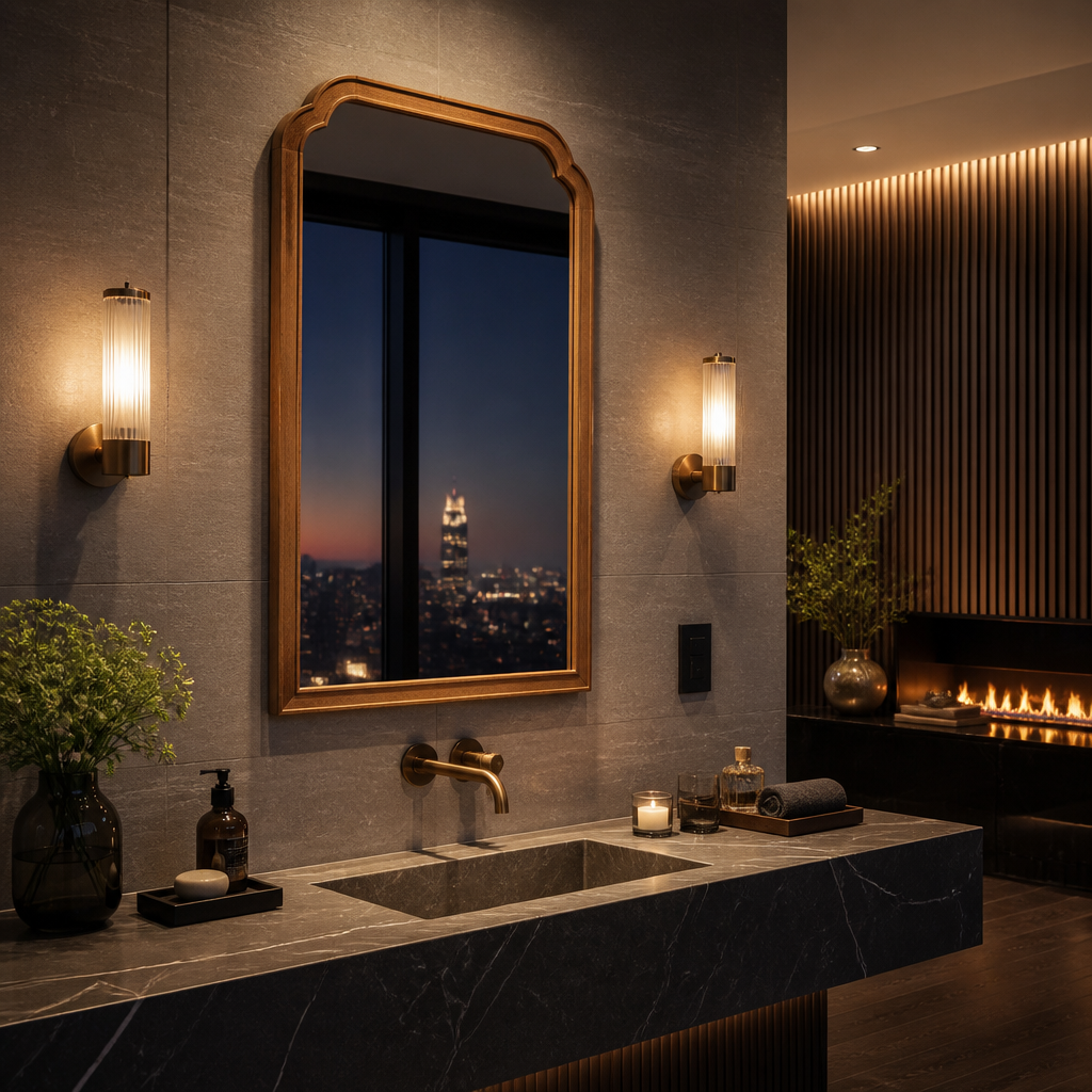 Solid Wood Brown Mirror — lifestyle image 2