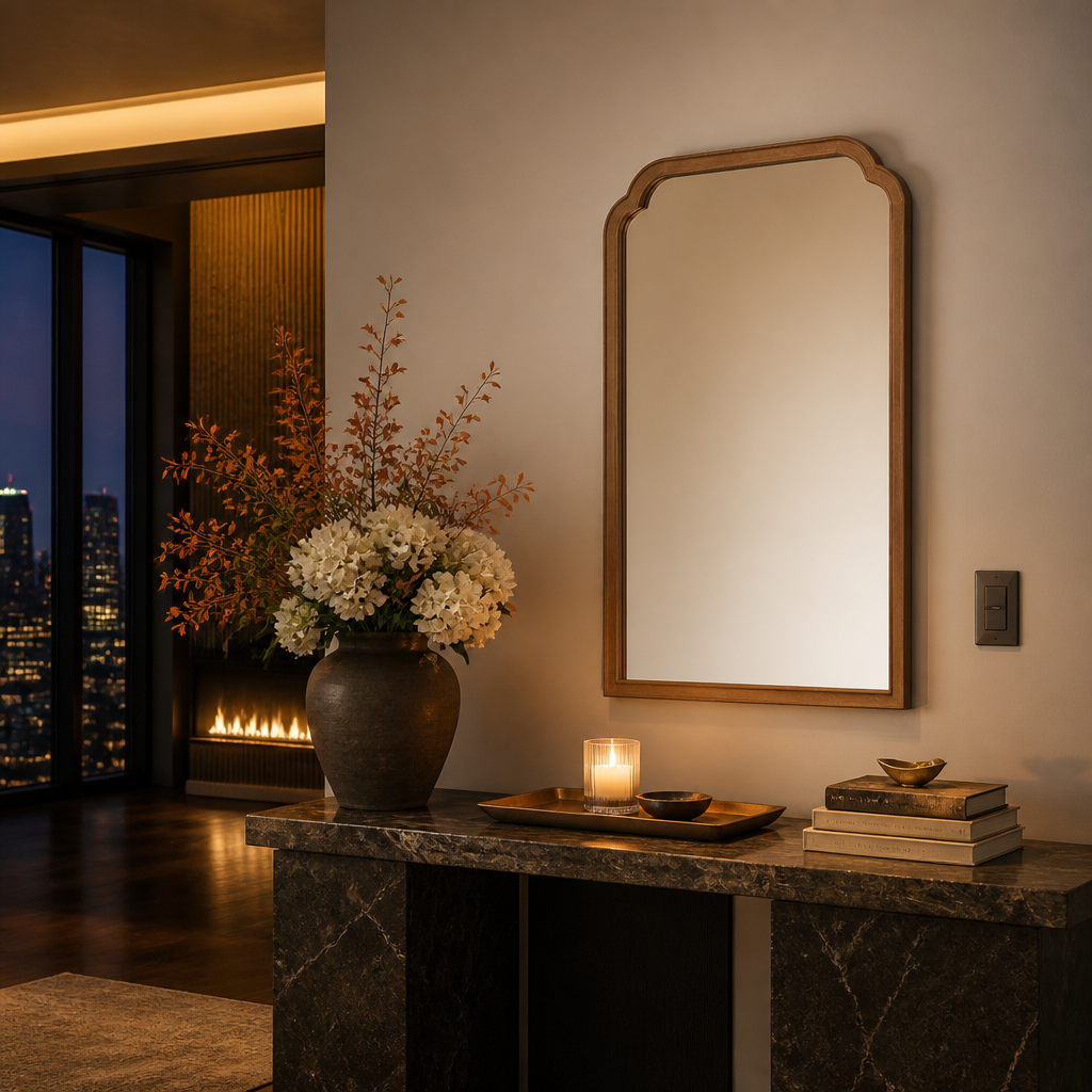 Solid Wood Brown Mirror — lifestyle image 3