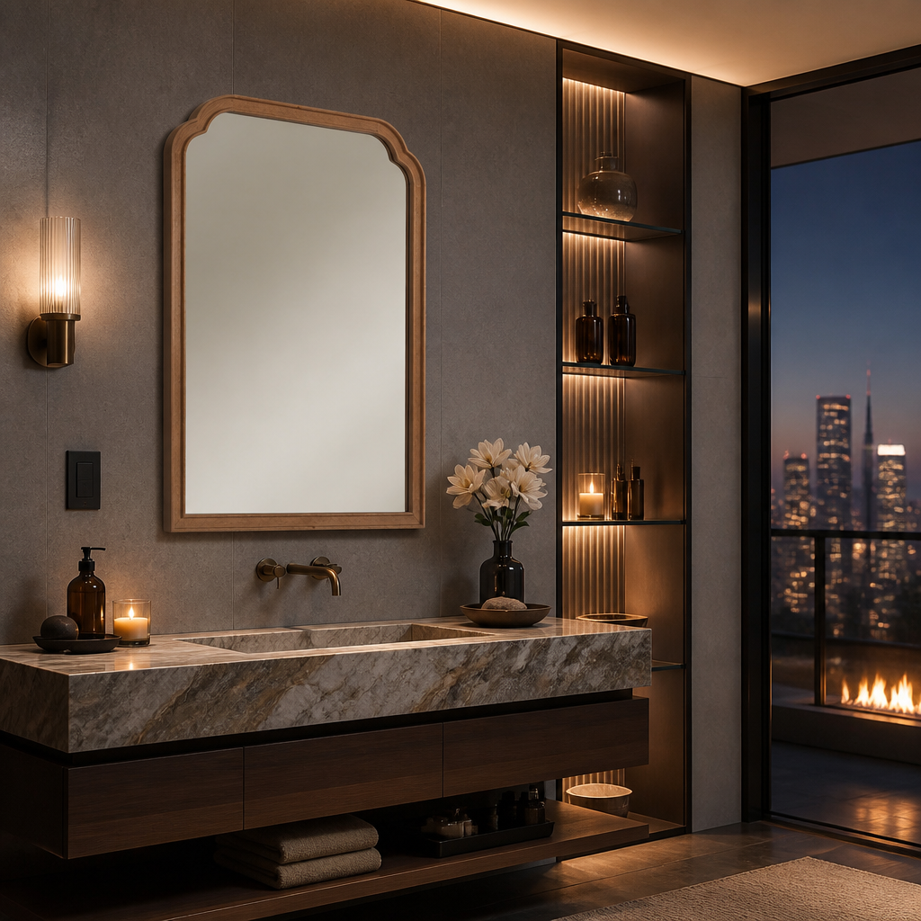 Solid Wood Brown Mirror — lifestyle image 5