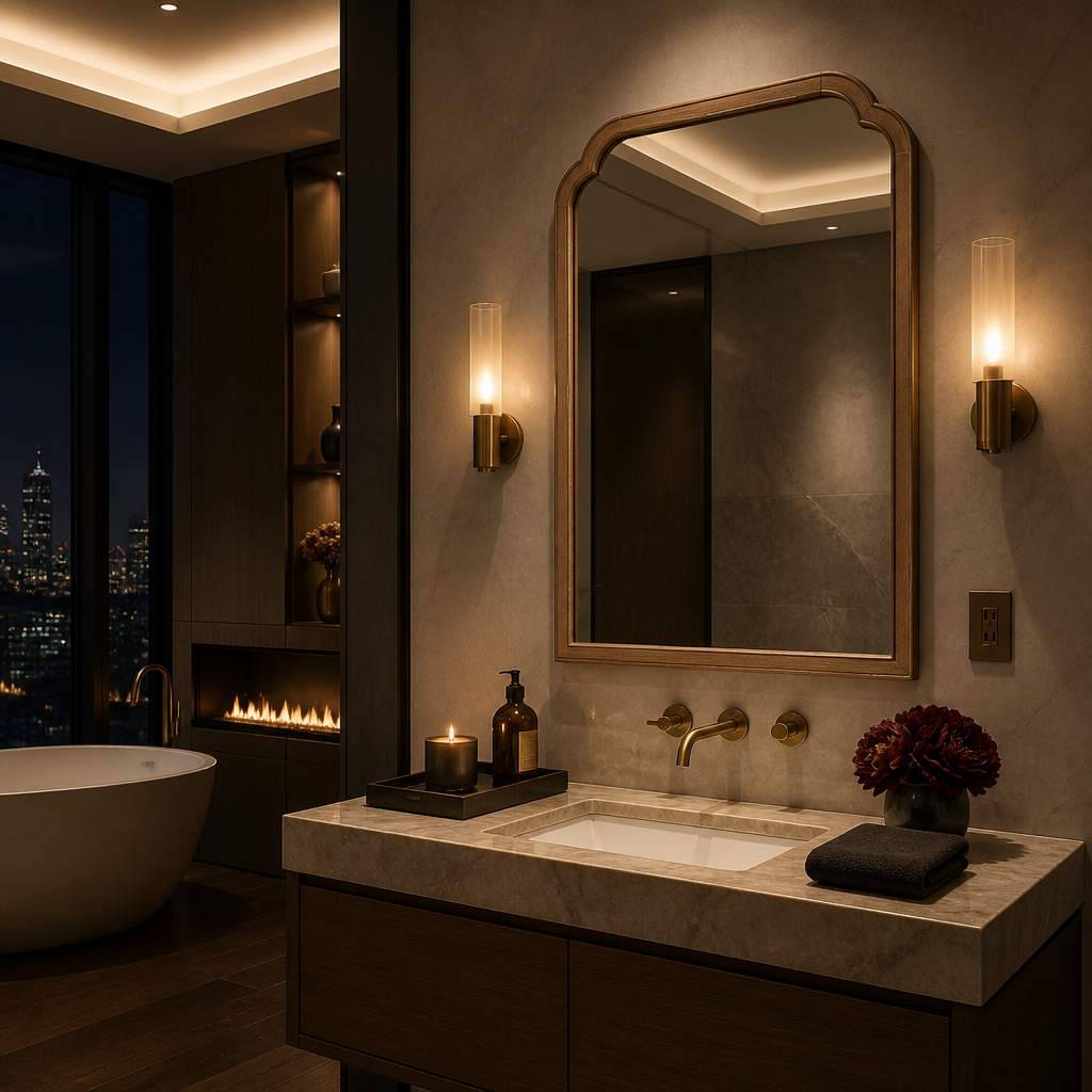 Solid Wood Brown Mirror — lifestyle image 6