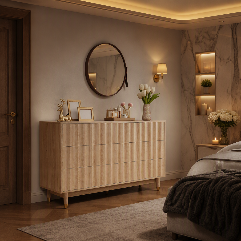 Wide Modern Wood Dresser — lifestyle image 6