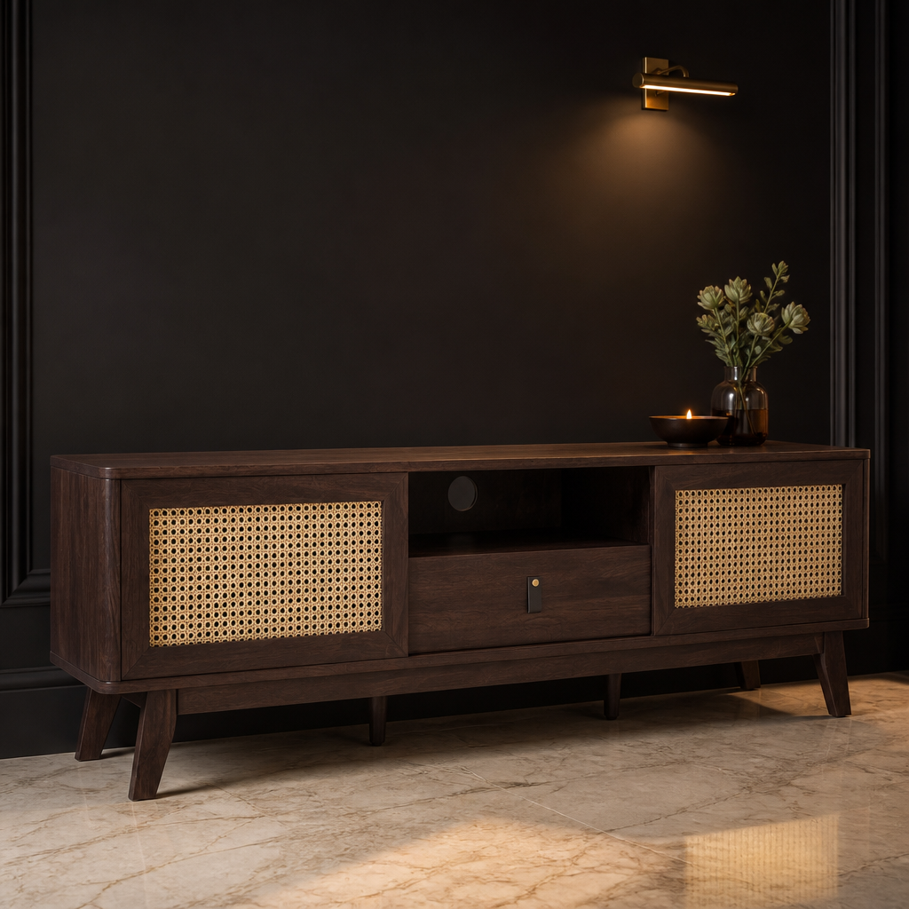 Rattan Mid-Century TV Stand hero image 1