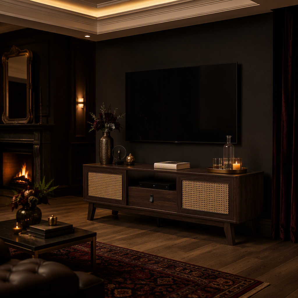 Rattan Mid-Century TV Stand lifestyle image 2