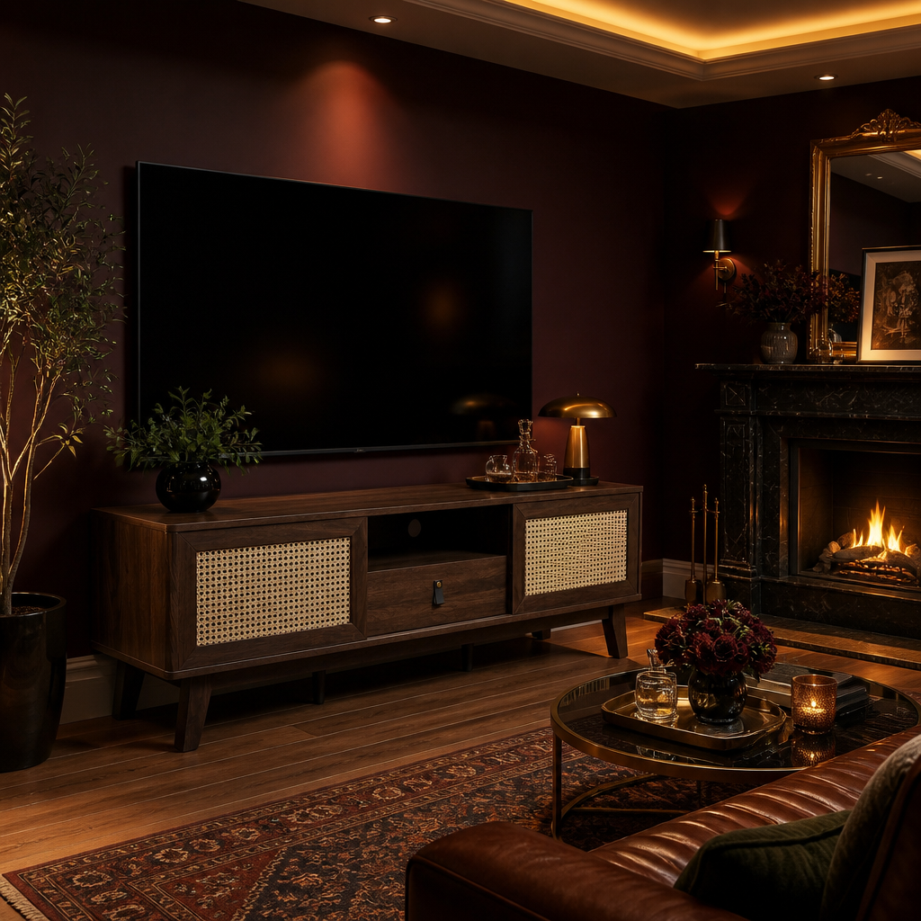 Rattan Mid-Century TV Stand lifestyle image 4
