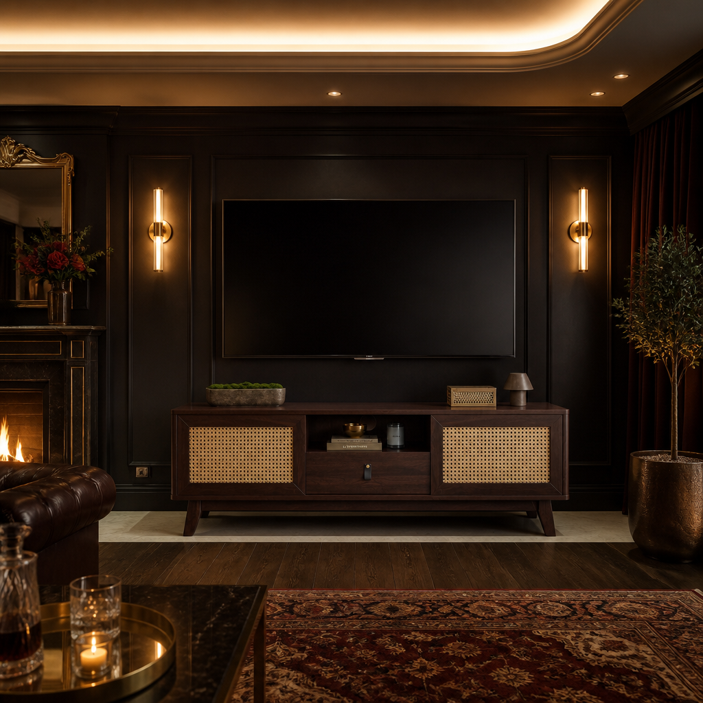 Rattan Mid-Century TV Stand lifestyle image 5