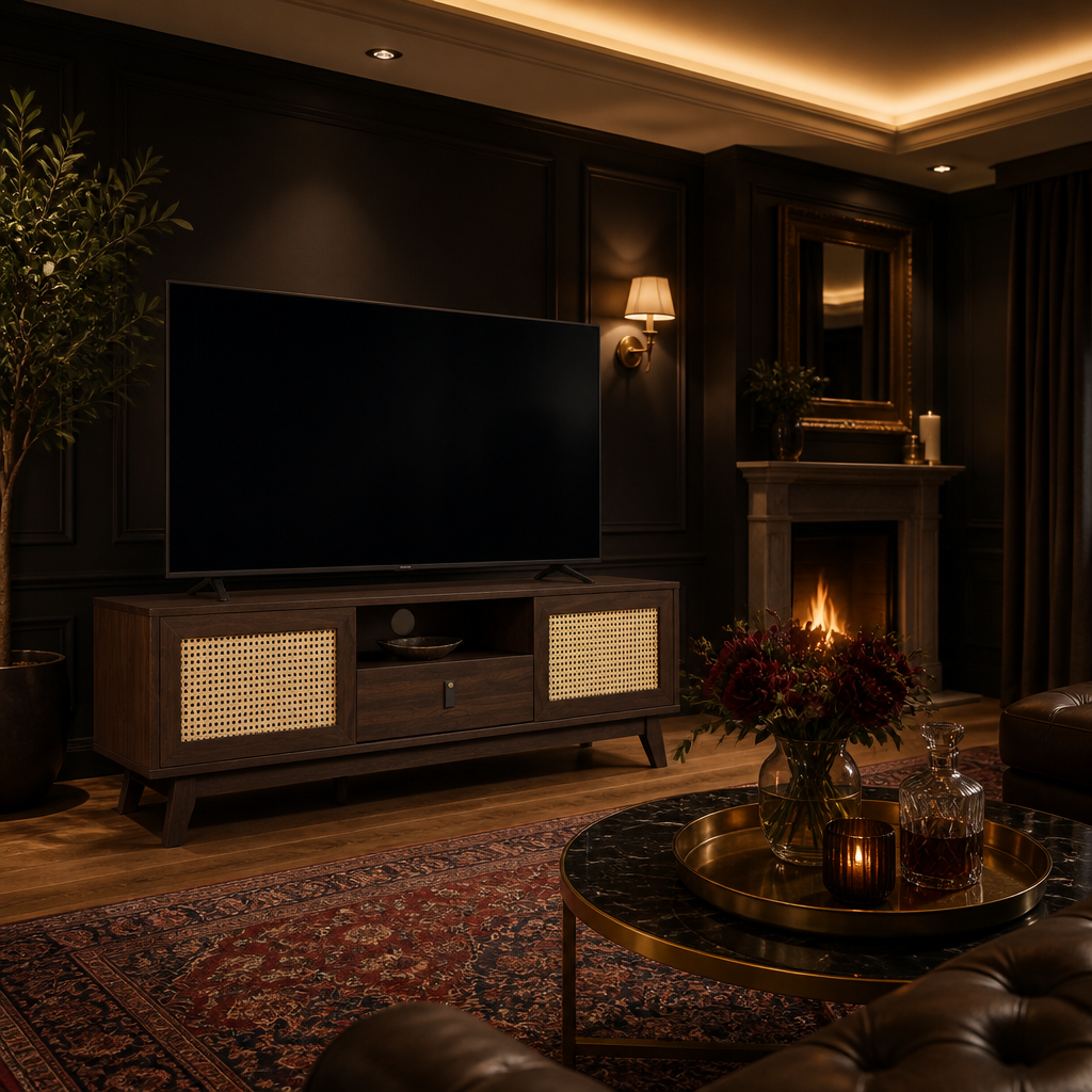 Rattan Mid-Century TV Stand lifestyle image 6