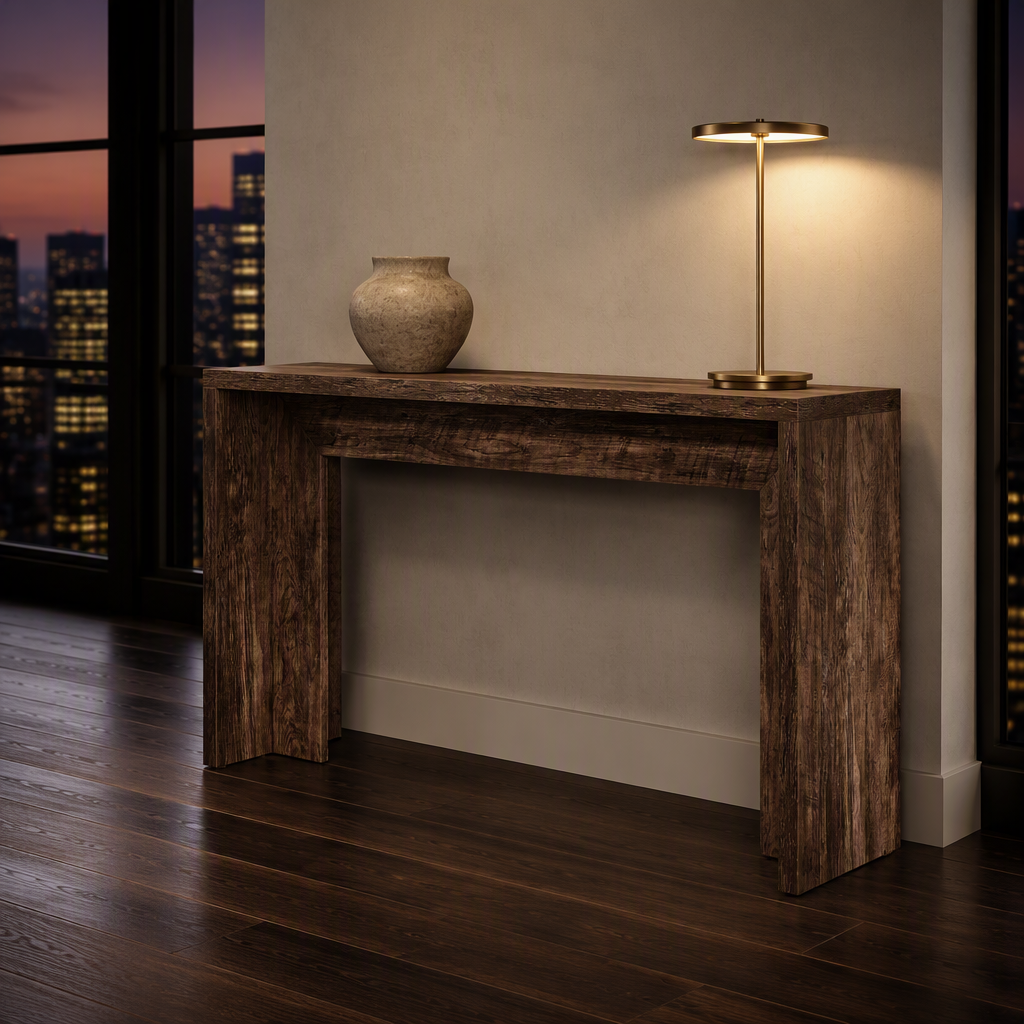 Set of 2 Farmhouse Brown Console Table hero image 1