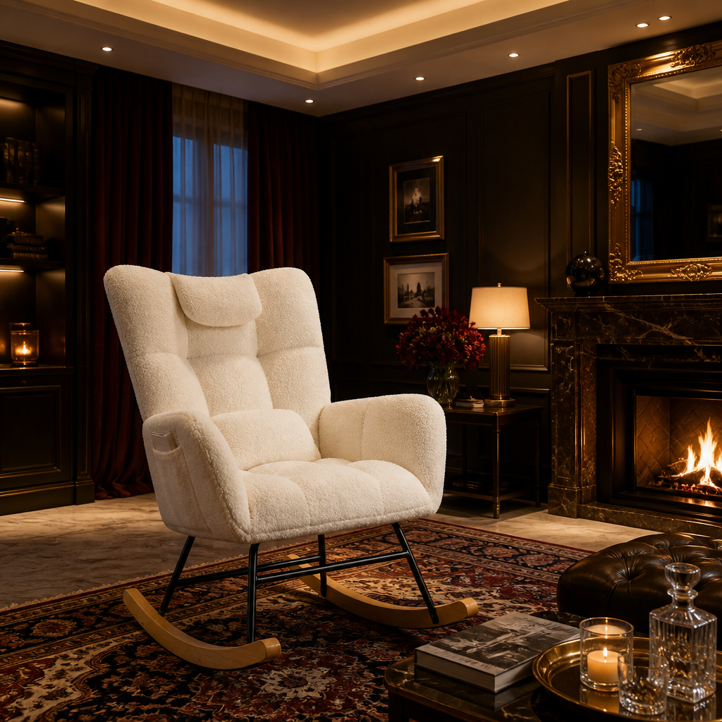 Upholstered Modern Boucle Accent Chair lifestyle image 7