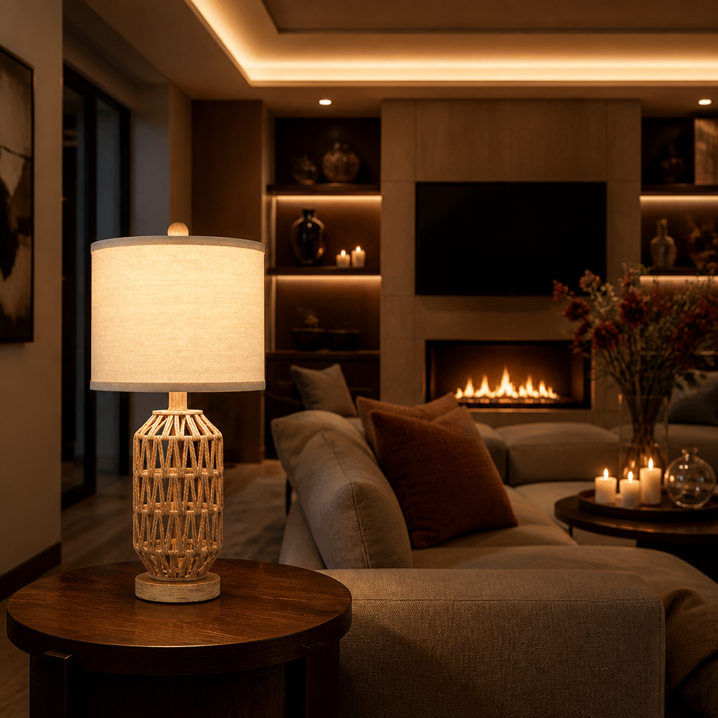 Rattan Boho Table Lamp lifestyle view 2
