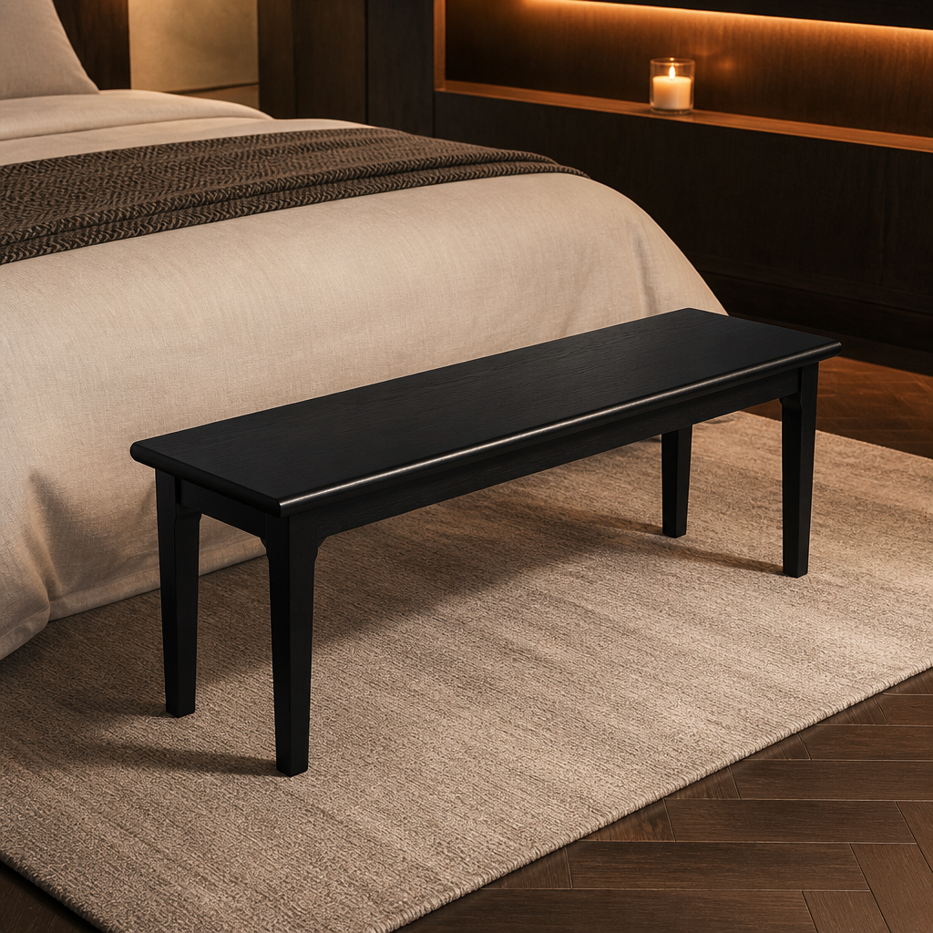 Solid Oak Black Bench — hero image 1