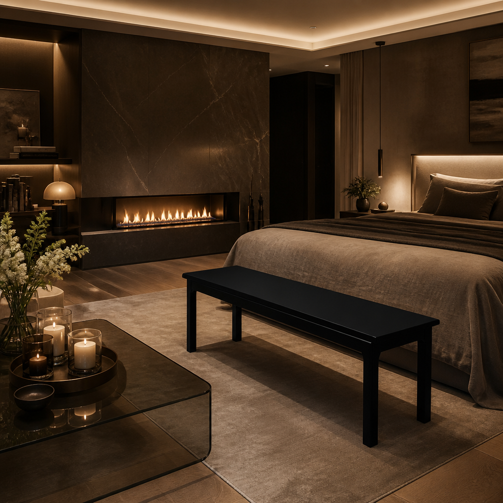 Solid Oak Black Bench — lifestyle image 4