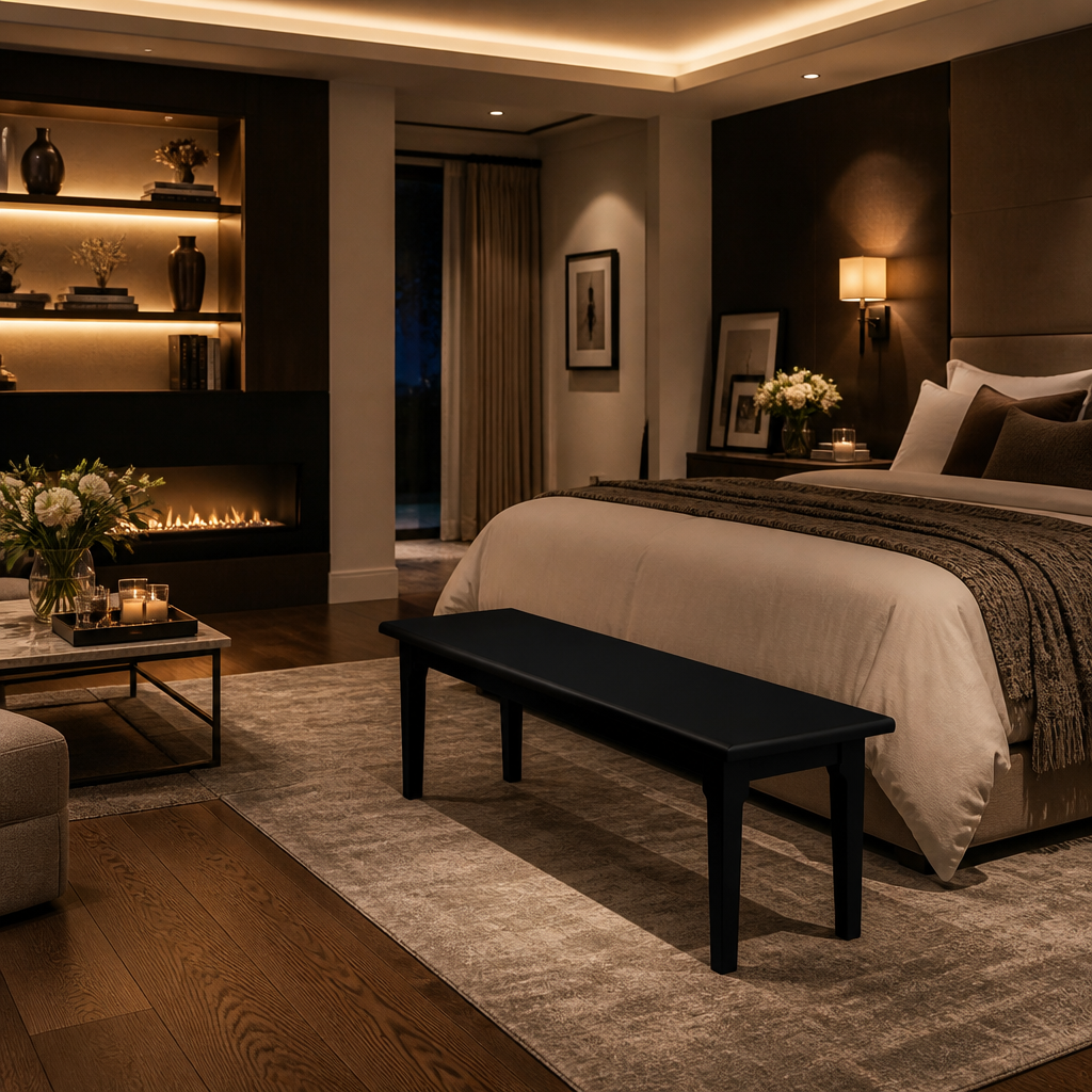 Solid Oak Black Bench — lifestyle image 6