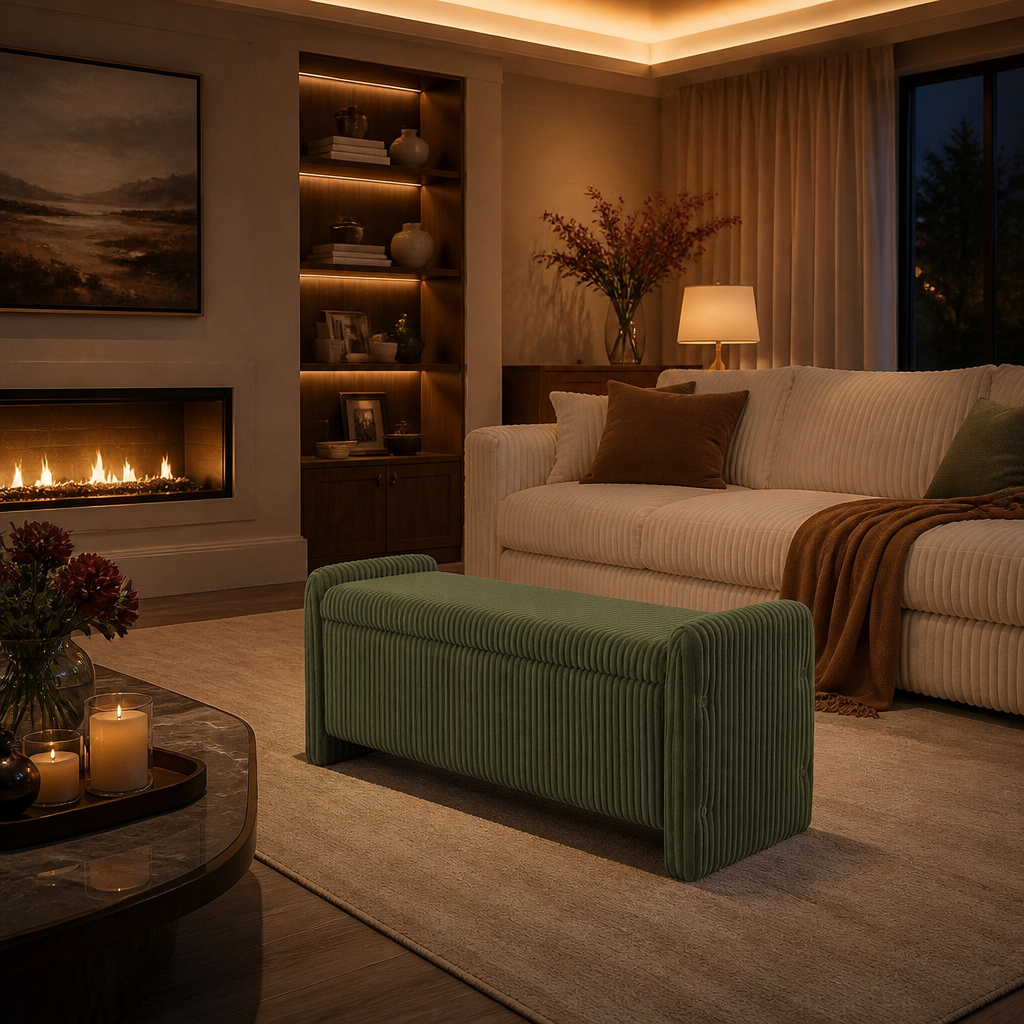 Upholstered Corduroy Bench lifestyle image 3