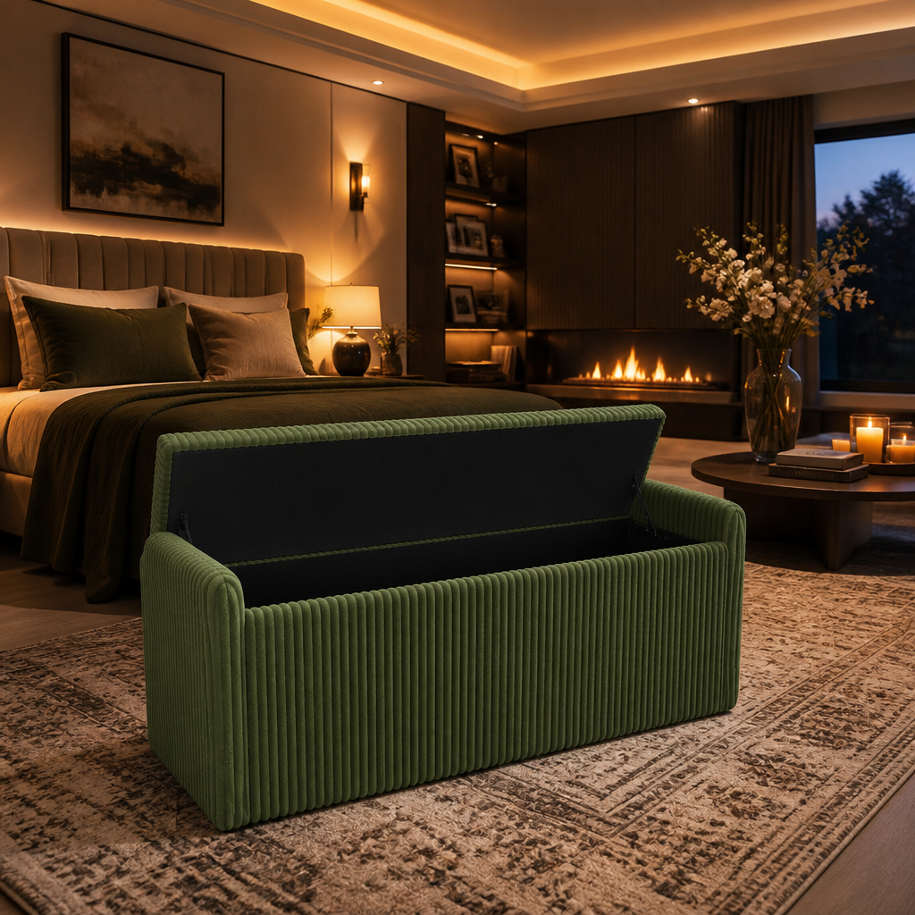 Upholstered Corduroy Bench lifestyle image 4