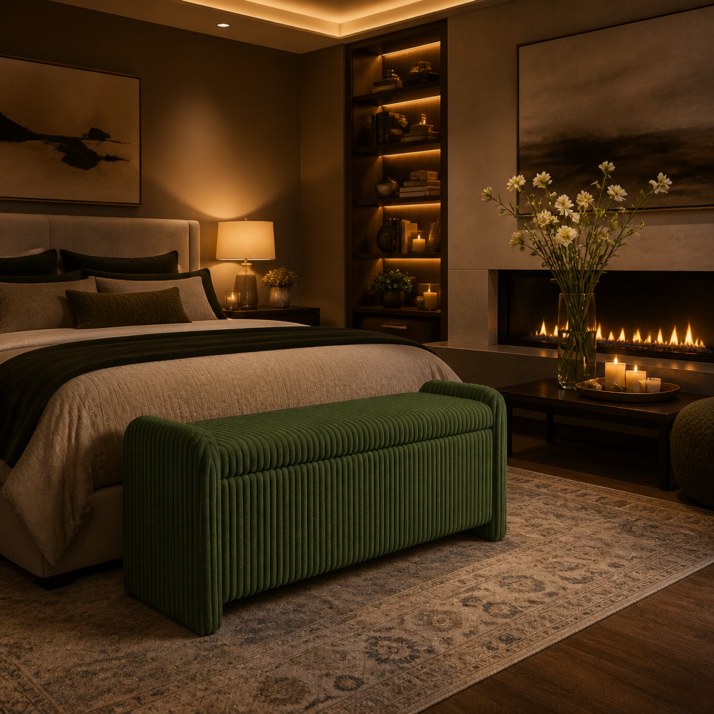 Upholstered Corduroy Bench lifestyle image 6