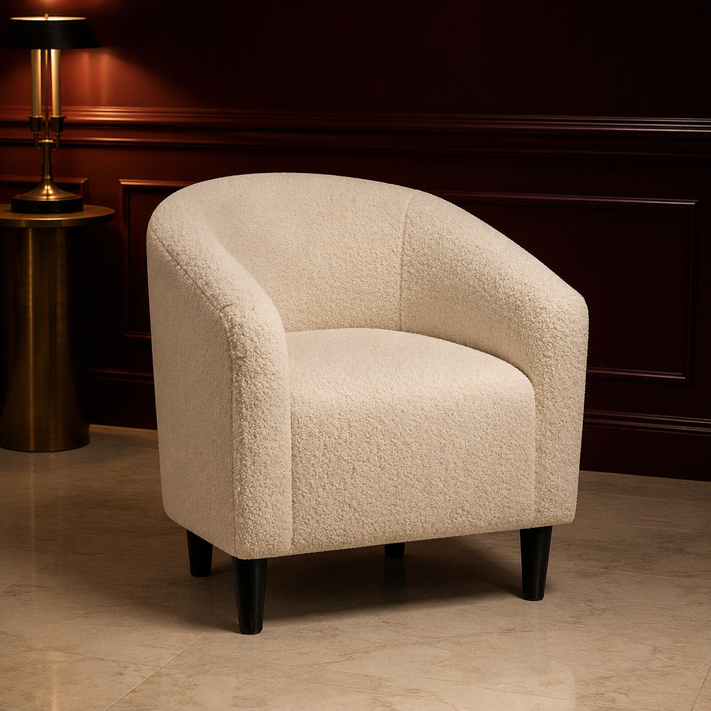 Upholstered Boucle Accent Chair lifestyle image 1