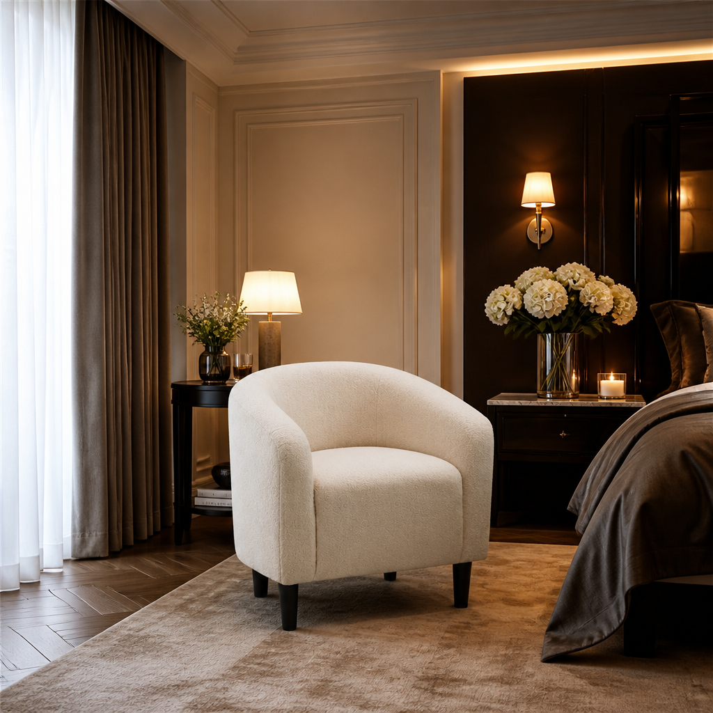 Upholstered Boucle Accent Chair lifestyle image 4