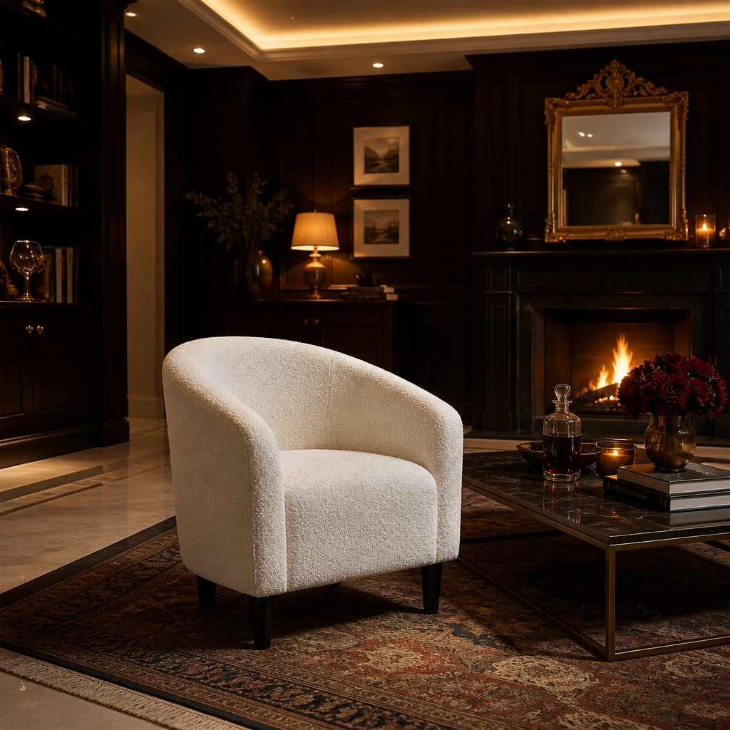 Upholstered Boucle Accent Chair lifestyle image 5