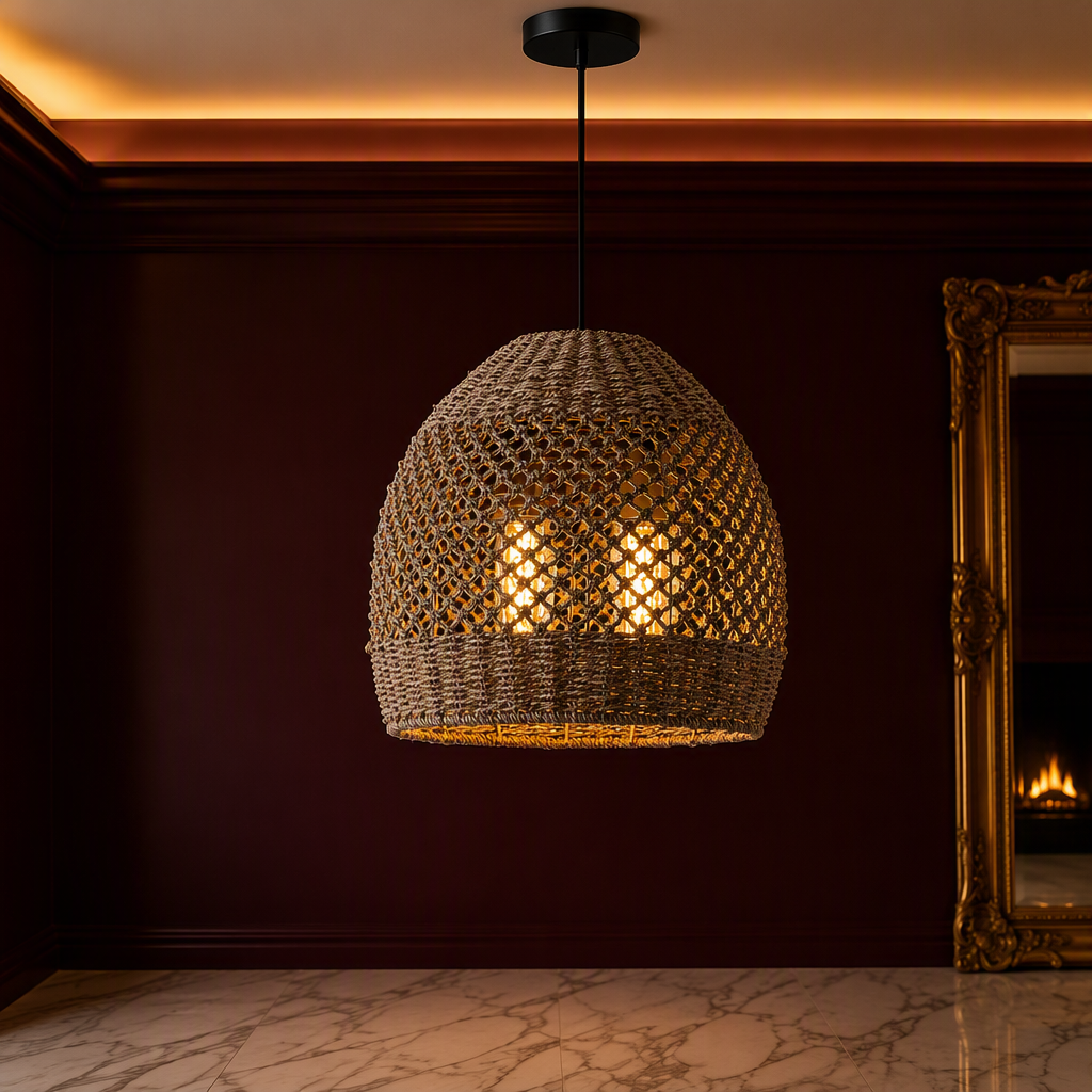 Rattan Boho Pendant Light III hero image 1