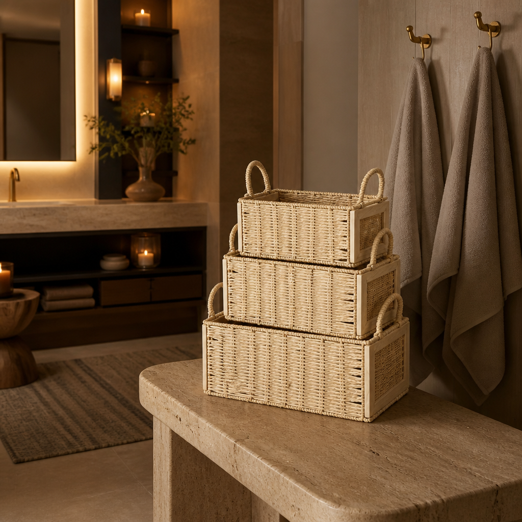 Rattan Art Deco Storage Basket lifestyle image 2