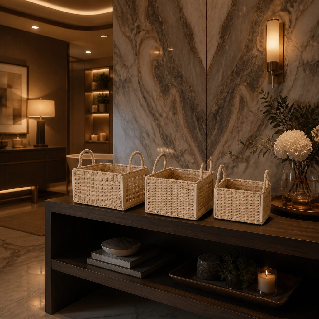 Rattan Art Deco Storage Basket lifestyle image 4