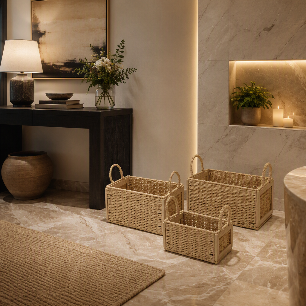 Rattan Art Deco Storage Basket lifestyle image 5