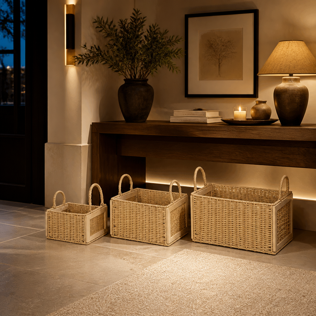 Rattan Art Deco Storage Basket lifestyle image 6