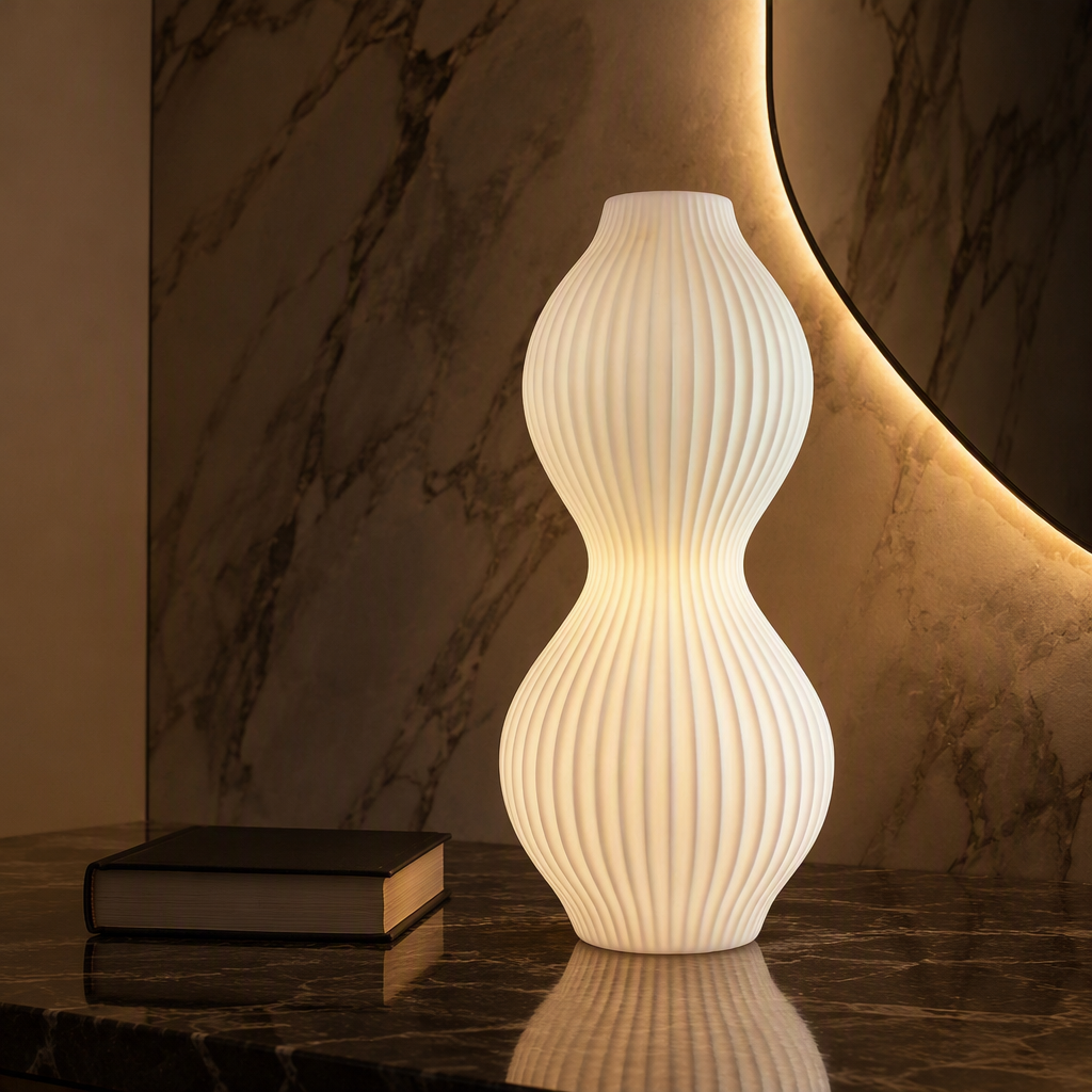 White Ceramic Modern Table Lamp lifestyle image 1
