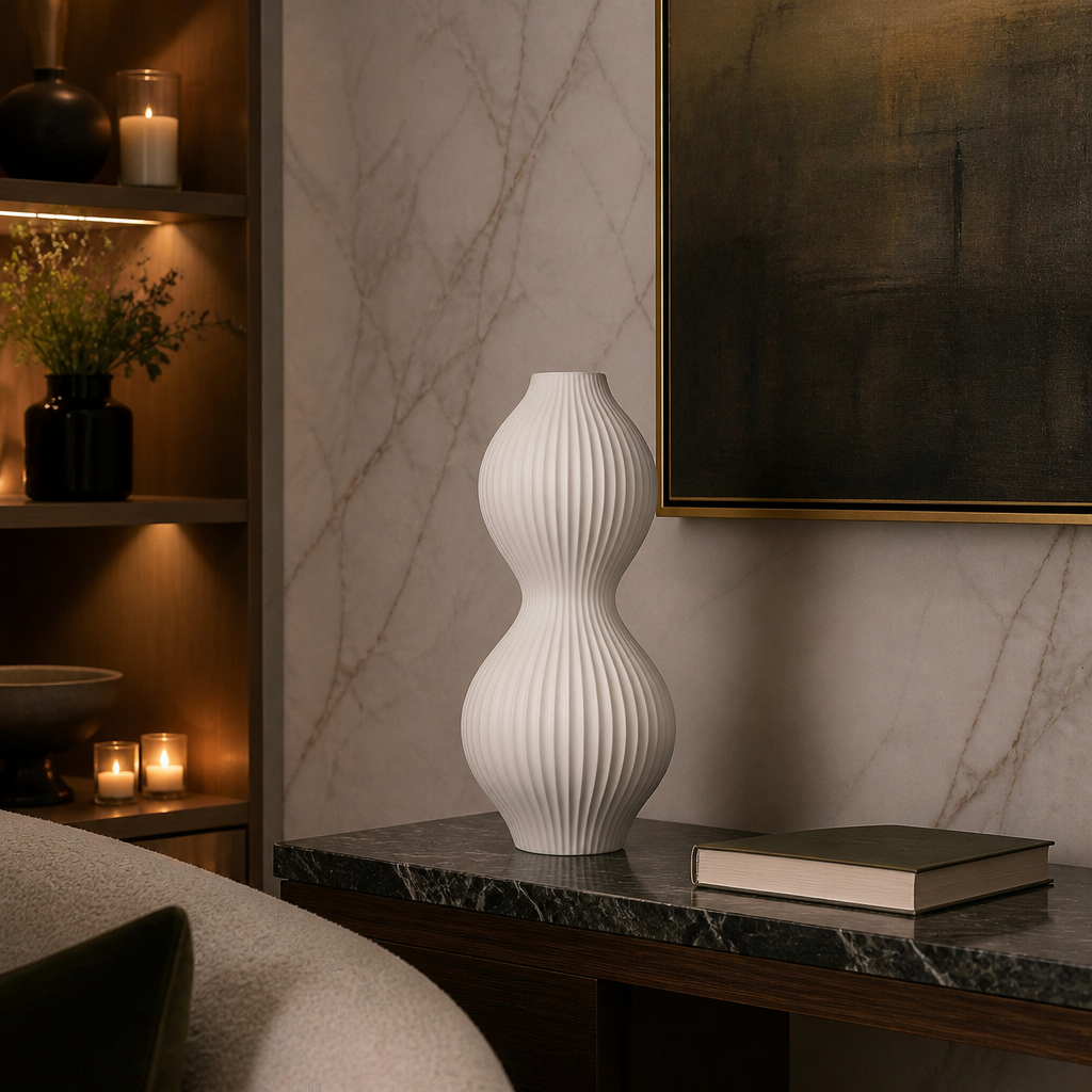 White Ceramic Modern Table Lamp lifestyle image 2