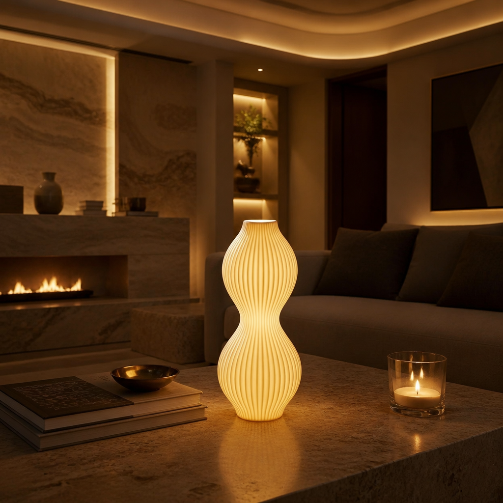 White Ceramic Modern Table Lamp lifestyle image 3